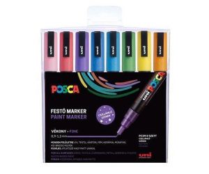 Akrylový popisovač "Posca PC-3ML", 8 třpytivých barev, sada, 0,9-1,3 mm, UNI 2UPC3MLCSKL