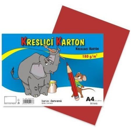 Kreslicí karton barevný A4/50/180g - červená, STEPA