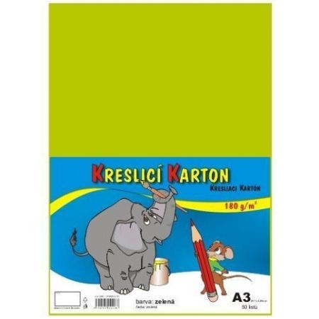 Kreslicí karton barevný A3/50/180g - světle zelená, STEPA