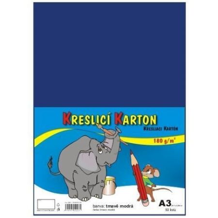 Kreslicí karton barevný A3/50/180g - tmavě modrá, STEPA