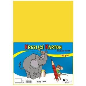 Kreslicí karton barevný A3/50/180g - žlutá, STEPA