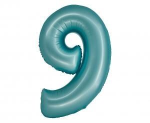 GD balónek fóliový 76cm "9" modrý mat
