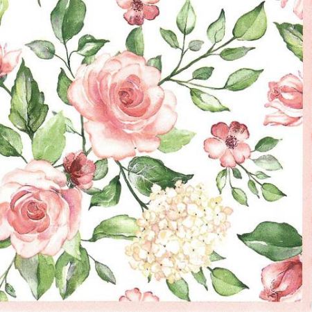 Ubrousky MAKI L (20ks) Watercolour Roses with Hydrangea