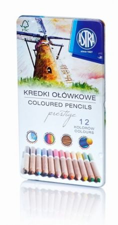 Pastelky z cedrového dřeva ASTRA PRESTIGE 12 barev METAL BOX