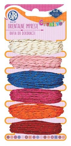 Dekorační provázky - raffia 6 barev po 5 m orientální