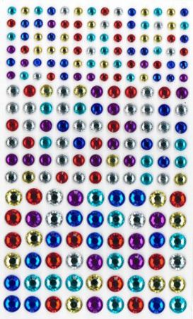 Samolepící kamínky DS77 - 204 ks mix bárev