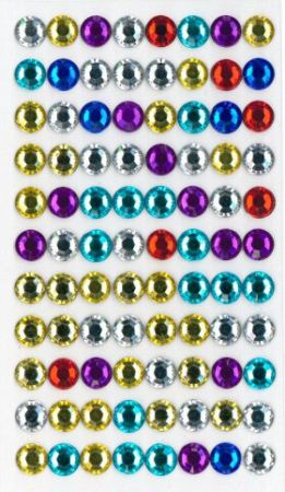 Samolepící kamínky DS79 - 8mm 88 ks mix barev