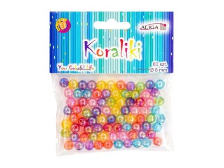 Korálky plastové 8 mm 80 ks