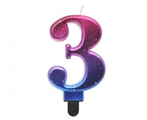 Dortová svíčka NIGHT SKY č. 3 metalická