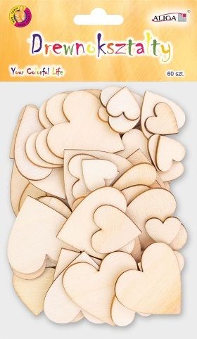 Dřevěné srdíčka 60 ks mix velikosti