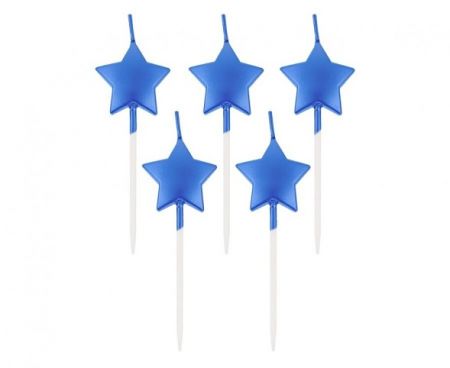 Dortové svíčky pikery - hvězdičky modré 5 ks