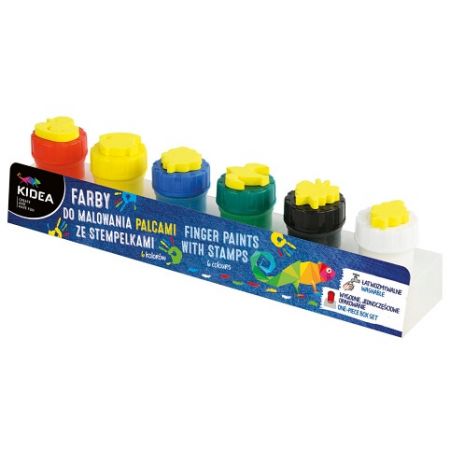 Prstové barvy pastelové 6 ks KIDEA s razítky