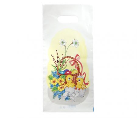 Taška  velikonoční bílá 20 x 40cm - Kuřátka