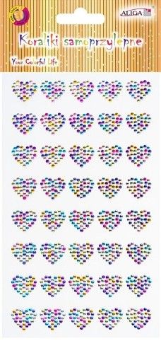 Kamínky samolepící - krystalky na blistru ve tvaru srdíčka
