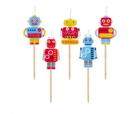 Dortové svíčky pikery - Roboti 5 ks