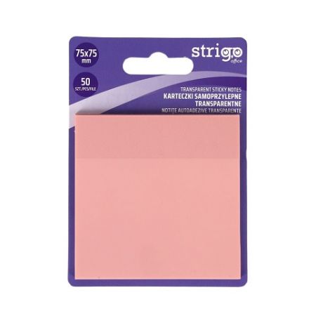 Samolepící bloček Strigo 50 ks světle růžový - transparentní