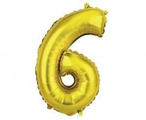 GD balónek fóliový 35cm "6" zlatá