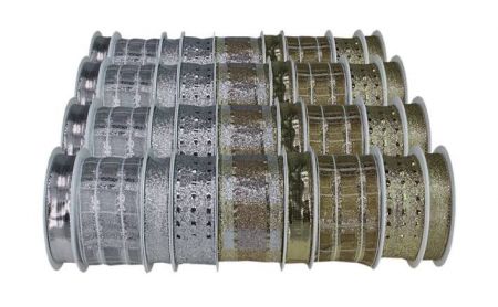 Vánoční stuhy s drátkem - stříbrnozlaté