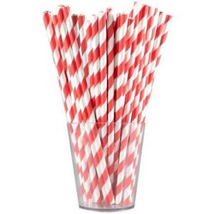 Brčko papírové 12 ks - červené proužky