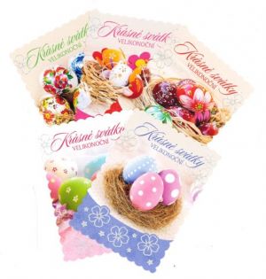 Velikonoční pohled s brokátem S-436