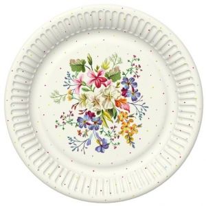 Papírový talíř malý - Delicate flowers with mini dots