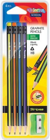 Colorino tužka s gumou Stripes 4ks blister