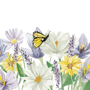 Ubrousky DAISY L (20ks) Pastel Garden Flowers with Butterflies