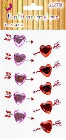 Kamínky samolepící - krystalky na blistru ve tvaru srdíčka