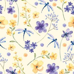 Ubrousky DAISY L (20ks) Floral Wallpaper with Dragonflies