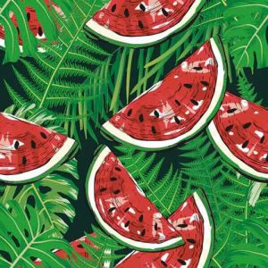 Ubrousky DAISY L (20ks) Watermelon on Green Fern Leaves