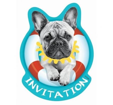 Pozvánky 6 ks s obálkami - Buldoček