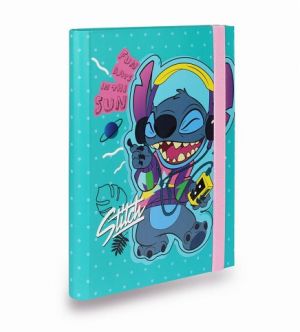 Desky na sešity A5 s širokou gumou - Stitch blue vzor 1