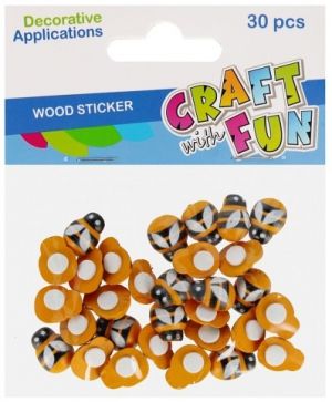 Dekorace dřevěné Včelky 15 mm 30 ks