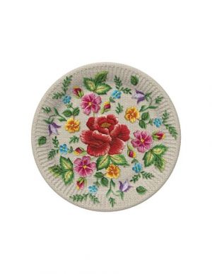 Papírový talíř velký - Roses Mountain Embroidery Folk