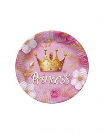 Papírový talíř velký - Pink Princess Crown