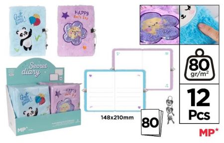 Památník plyšový A5 se zámkem panda, kytka