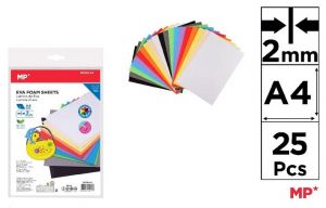 Pěnové listy EVA FOAM A4 2 mm 25 ks bárev