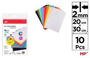 Pěnové listy EVA FOAM 20 x 30 cm 2 mm 10 ks mix