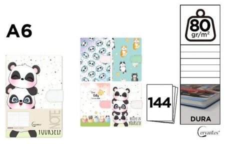 Notes A6 s magnetickým zavíráním 80g / m2 Kočka, Panda