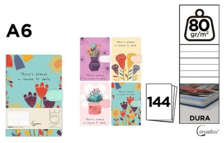 Notes A6 s magnetickým zavíráním 80g / m2 Kytky