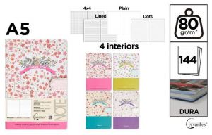 Notes A5 s magnetickým zavíráním 80g / m2 Kytky