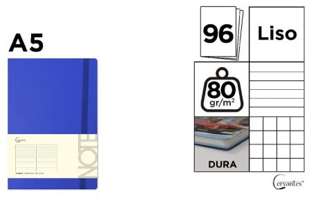 Notes A5 s gumou 96l  - modrá