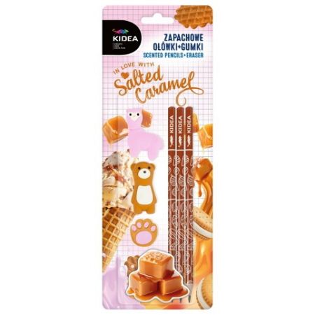 Trojhranné tužky a pryže s vůní slaného karamelu 3 ks