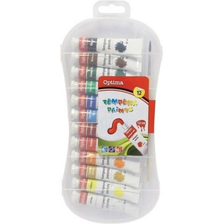 Temperové barvy OPTIMA 12 x 12 ml v plastové krabičce
