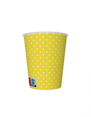 Papírový kelímek 0,25l White Dots on Sunflower Yellow