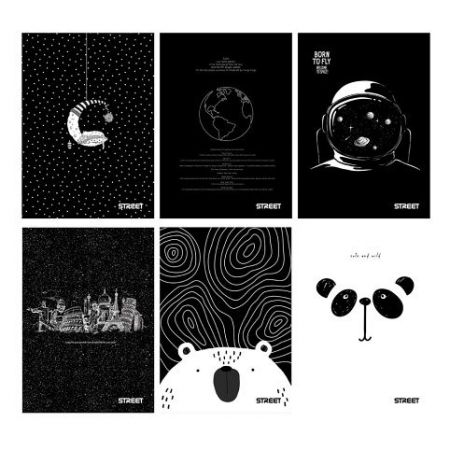 Sešit A5 54 listů Black &amp; White linkovaný