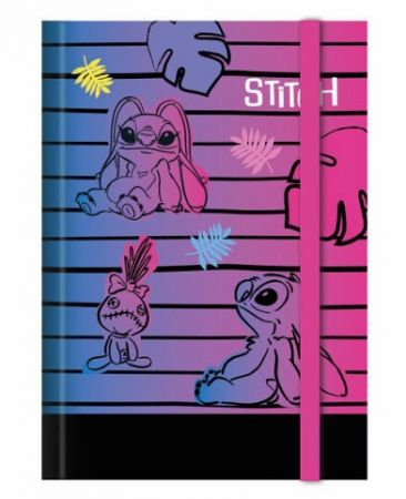 Desky na sešity A5 s širokou gumou - Stitch pastel vzor 3