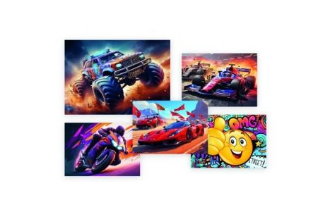 Pohlednice dětské Auta mix