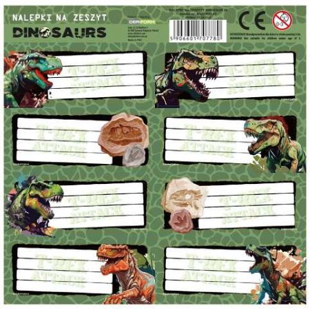 Samolepky na sešity Dino