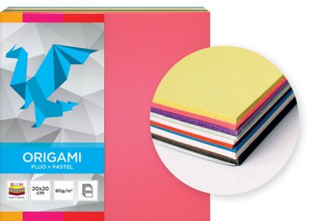Origami papír 20 x 20 cm 100 ks mix fluo + pastel